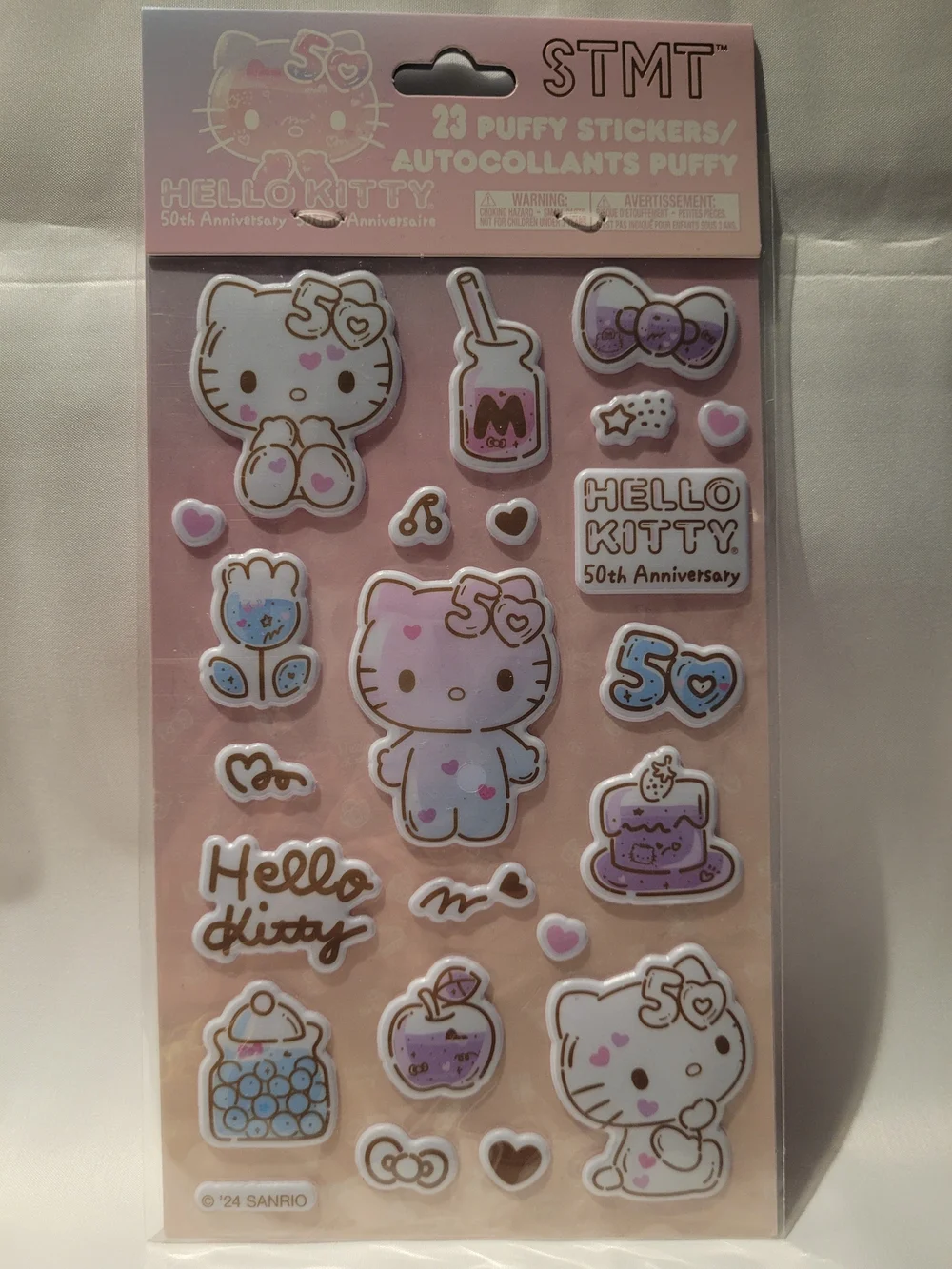 NWT Hello Kitty x Studio Oh! 50th Gold Clear Cosmetic Pouch w/ Stationery Set